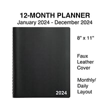 2024 Staples 8 x 11 Daily Appointment Book, Black (ST58453-24)