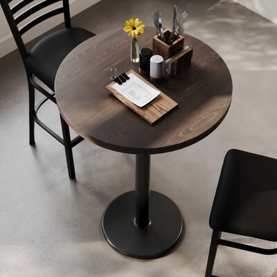 Flash Furniture Bennett 30" Round Wooden Commercial Indoor Table, Dark Brown Top/Black Base (GSFRD30DBTR18B)