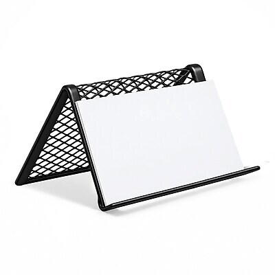 TRU RED Wire Mesh Business Card Holder, Single-Compartment, Matte Black – Desktop Organizer for Professional Card Display