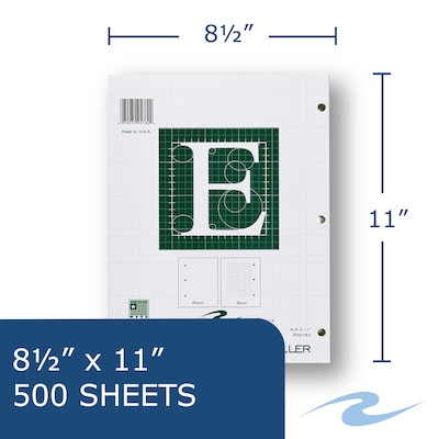 Roaring Spring Paper Products Graph Paper, 8.5" x 11", 3-Hole Punched, 500 Sheets/Pack, 5/Case (95782CS)