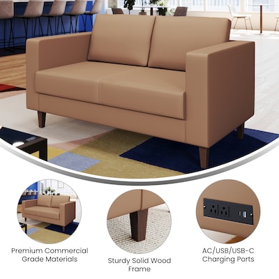 Flash Furniture Hercules Artemis LeatherSoft Reception Loveseat, Cognac (ZB89212SCOGNAC)