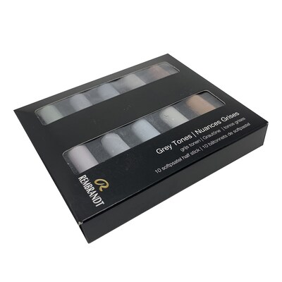 Rembrandt Soft Half Stick Pastel Gray Tones Micro Set, Assorted Colors, 10/Set (RBX31821004)