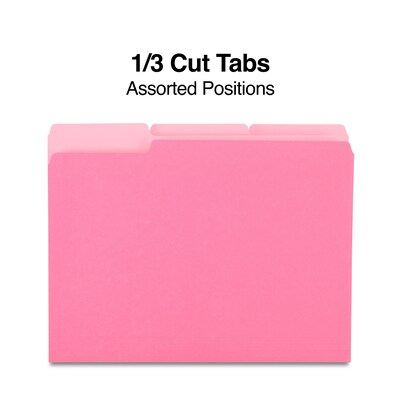 Quill Brand® Interior File Folders, 1/3-Cut, Letter Size, Pink, 100/Box (7391PK)