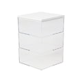 Martha Stewart Brody Plastic Storage Organizer Bin with White Engineered Wood Lid, Clear, 3/Set (BEP