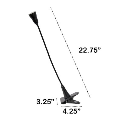 Creekwood Home Sleek Essentials 22.75" Basic Clip On LED Light with Flexible Gooseneck, Black (CWD-1009-BK)