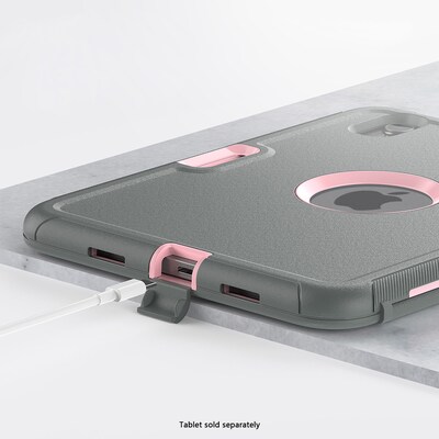 SaharaCase Raider Series TPU 9" Heavy Duty Folio Case for iPad Mini 6th & 7th Generation, Mist Gray/Pink (TB00453)
