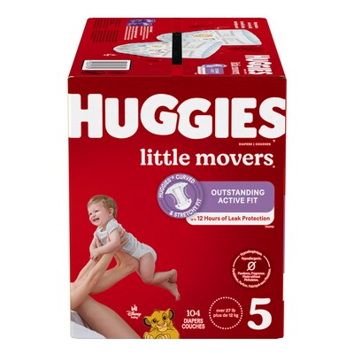 Huggies Little Movers Baby Diapers, Size 5, 104/Carton (49754)