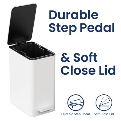 Nine Stars Stainless Steel Step Trash Can, 2.6 Gallon, White (XZD-10-88WH)