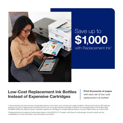 Epson EcoTank ET-3850 Wireless Color All-in-One Cartridge-Free Supertank Printer, White (Refurbished)