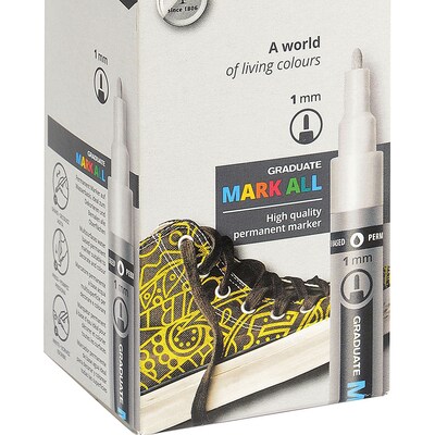 Lyra Graduate Mark All Water-Based Marker, Assorted Colors, 0.7mm XS Tip, 12/Pack (LYXL6801120)
