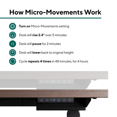Workplace 2.0 55"W Electric Rectangular Adjustable Standing Desk with Micro Movements, Espresso (WP63152)