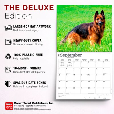 2027 BrownTrout For the Love of German Shepherds 14" x 12" Monthly Wall Calendar, Assorted Colors (9798330709250)