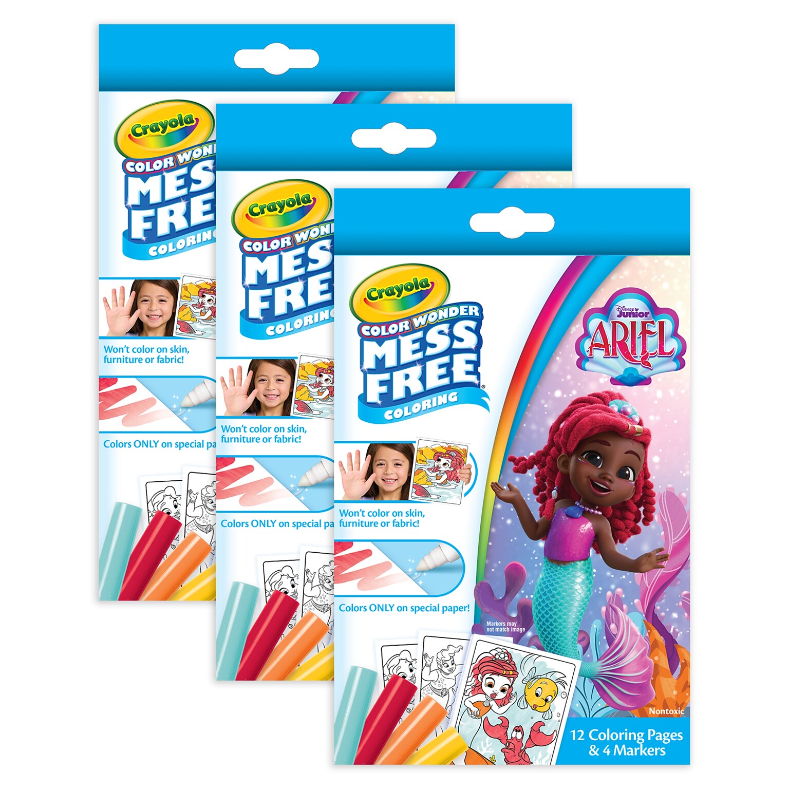 Crayola Color Wonder Ariel Mini Box Set, 12 Pages, 3/Bundle (BIN752862-3)