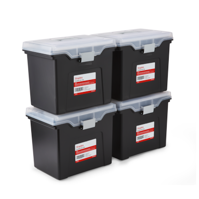 Staples Weather-Resistant Portable File Tote, Letter Size, Black, 4/Carton (TR57622CT)
