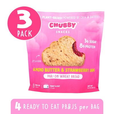 Chubby Snacks Almond Butter & Strawberry Jam Sandwich, 10.6 oz, 12/Pack (600-04137)