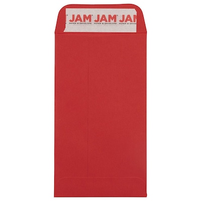 JAM Paper Self Seal #5.5 Coin Business Envelope, 3 1/8 x 5 1/2, Red, 100/Pack (174147509D)