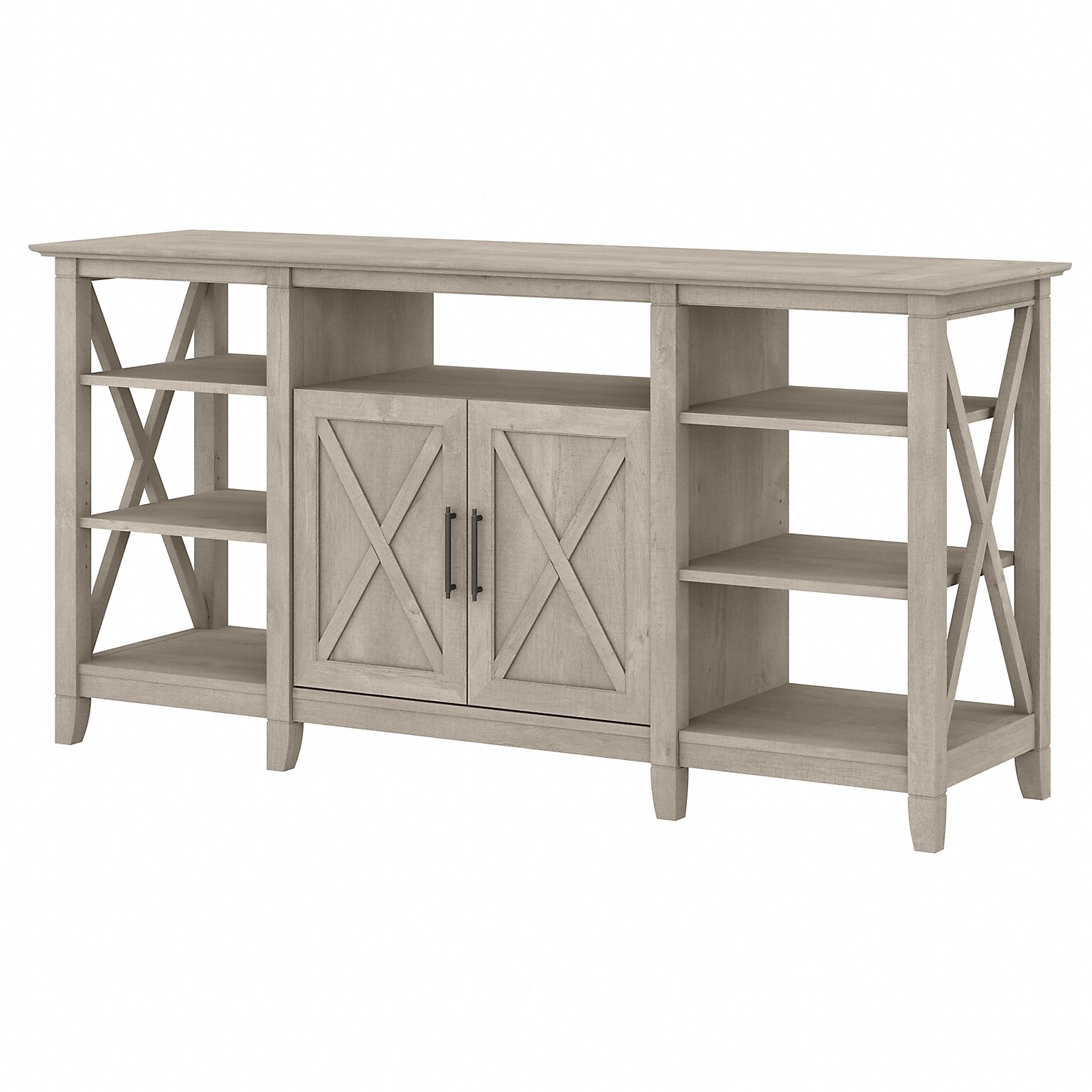 Bush Furniture Key West Console TV Stand, Screens up to 70, Washed Gray (KWV160WG-03)