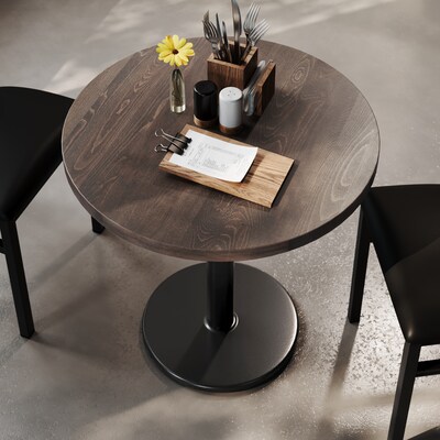 Flash Furniture Bennett 30" Round Wooden Commercial Indoor Table, Dark Brown Top/Black Base (GSFRD30DBTR18)