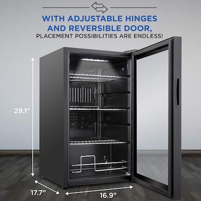 Ivation Freestanding Mini Fridge w/ Glass Door, 101 Can Capacity, Black (IVABC1010B)