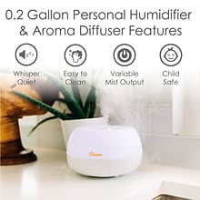 Crane Personal Ultrasonic Cool Mist Tabletop Humidifier, 0.2-Gallon, For Rooms 160 sq. ft., White (E