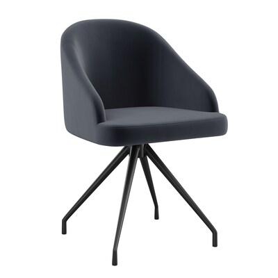 Martha Stewart Sora Velvet Swivel Task Chair, Gray/Oil Rubbed Bronze (CH222119GYBK)