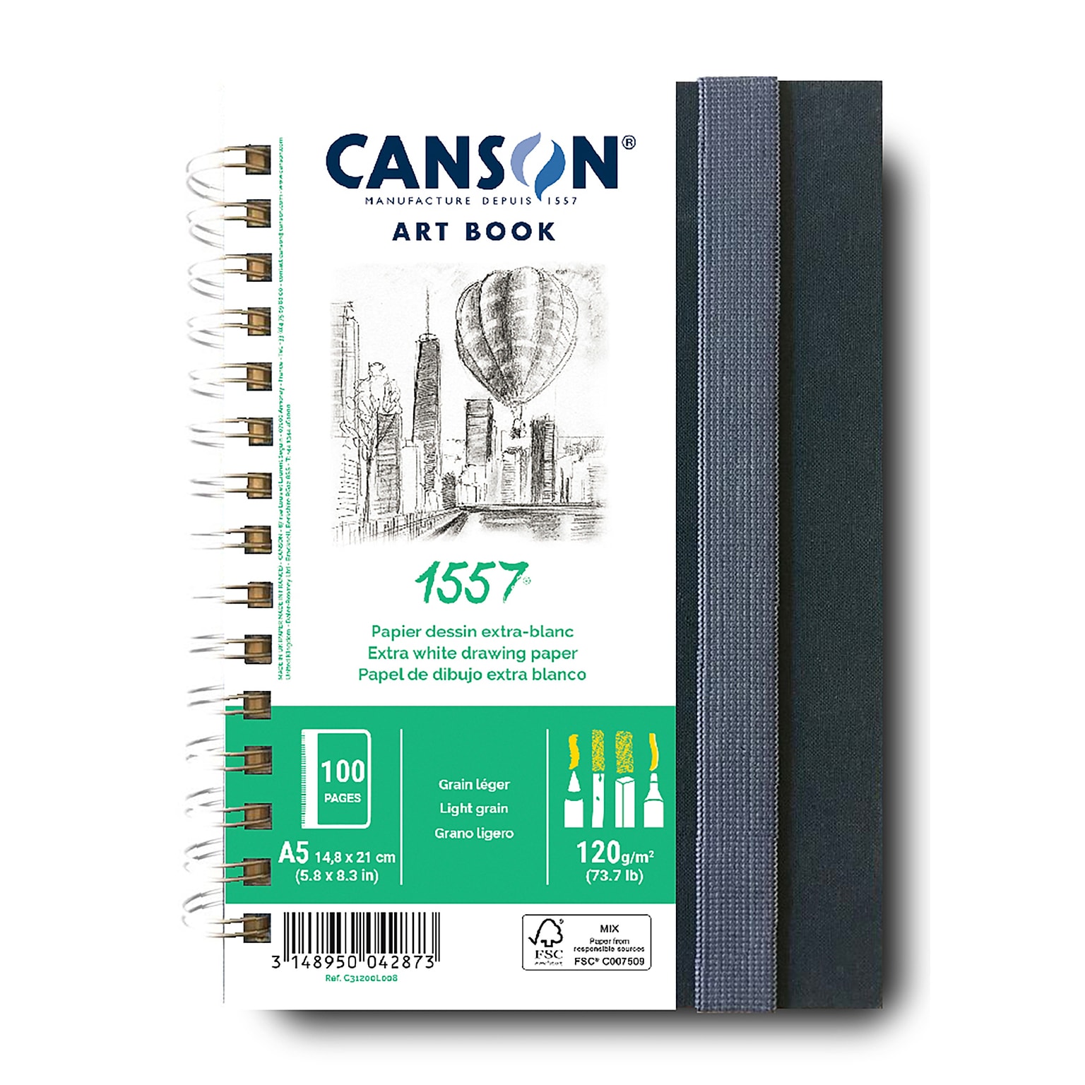 Canson Artist Series 1557 5.8 x 8.3 Spiral Bound Drawing Sketch Book, 50 Sheets/Book (MCX31200L008)