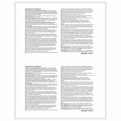 ComplyRight 2026 1099-MISC Tax Form, 2-Part, 2-Up, 50/Pack (510850)
