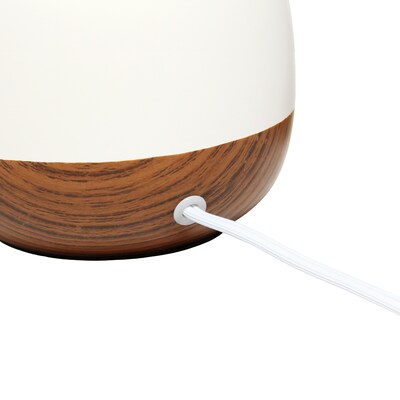 Simple Designs Petite Mid Century Table Lamp, Dark Wood and White (LT2078-DWW)
