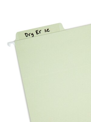 Smead FasTab Recycled Hanging File Folder, 3-Tab Tab, Letter Size, Moss, 20/Box (64032)