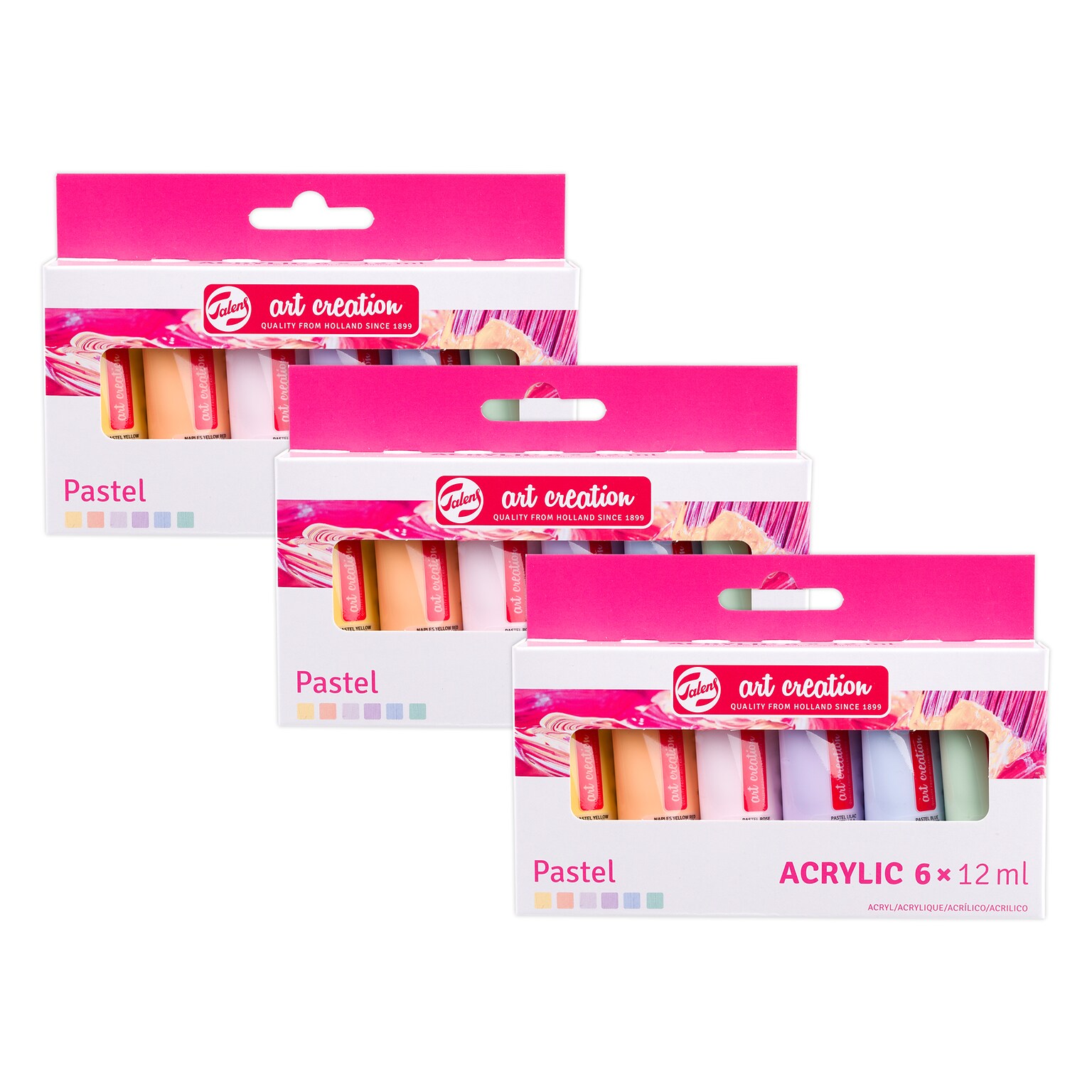 Talens Art Creation Pastel Acrylic Paint, Assorted Colors, 12mL, 6/Set, 3/Bundle (TLN9021862M-3)