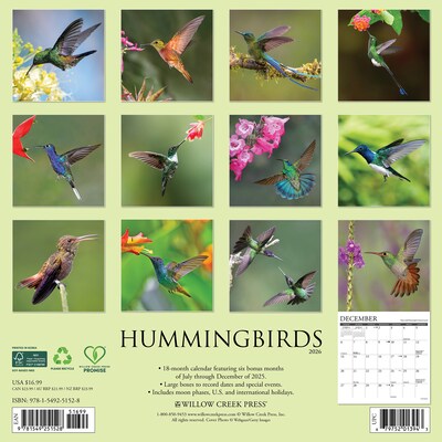 2026 Willow Creek Hummingbirds 12 x 12 Monthly Wall Calendar (51528X)