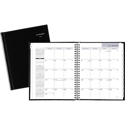 2027 AT-A-GLANCE DayMinder 7 x 8.5 Monthly Planner, Faux Leather Cover, Black (G400H-00-27)