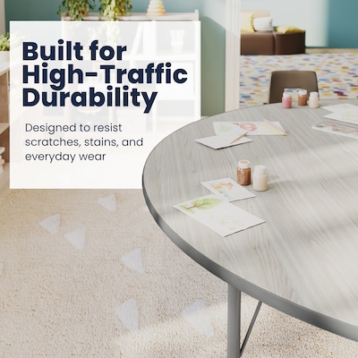 Flash Furniture Wren Kidney Activity Table, 72" x 48", Height Adjustable, Light Gray Top/Silver Frame (XUA4872KDLGTPC)