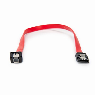 Rocstor Premium 1' Latching SATA to Right Angle SATA Data Cable, Male to Male, Red (Y10C857-RD)