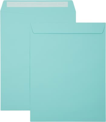 JAM Paper Self Seal Catalog Envelope, 10" x 13", Aqua Blue, 50/Pack (31287539i)