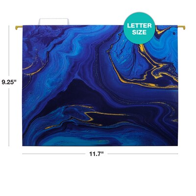 Global Printed Products Heavy Duty Hanging File Folder, 1" Expansion, Straight-Cut, Letter Size, Marble, 12/Pack (GPP-0102-B)