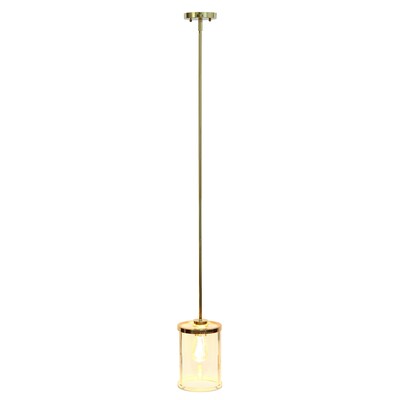 Lalia Home 1-Light Hanging Cylindrical Clear Glass LED Pendant Fixture with Accents, Gold (LHP-3002-