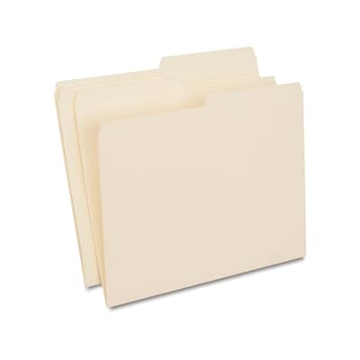 Quill Brand® File Folders, 1/2-Cut Assorted, Letter Size, Manila, 100/Box (740135)