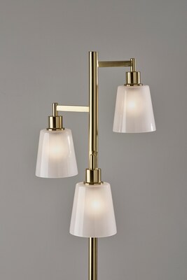 Adesso Gio 65"H Antique Brass Floor Lamp with White Glossed Glass Shades (3312-21)