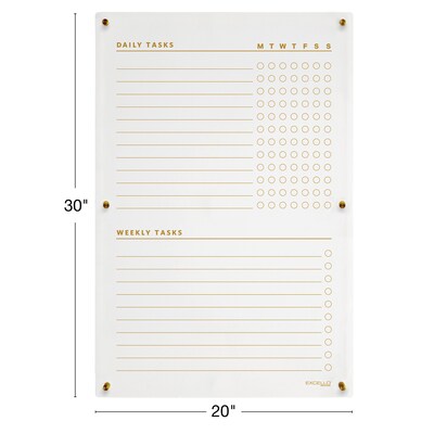 Excello Brands Acrylic Dry-Erase Planning Board, 20" x 30", Gold Print (ACRYLBRD-TSK20X30-GLD)