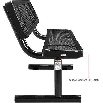 Global Industrial 8' Outdoor Steel Picnic Bench w/ Backrest, Perforated Metal, Black (262077BK)