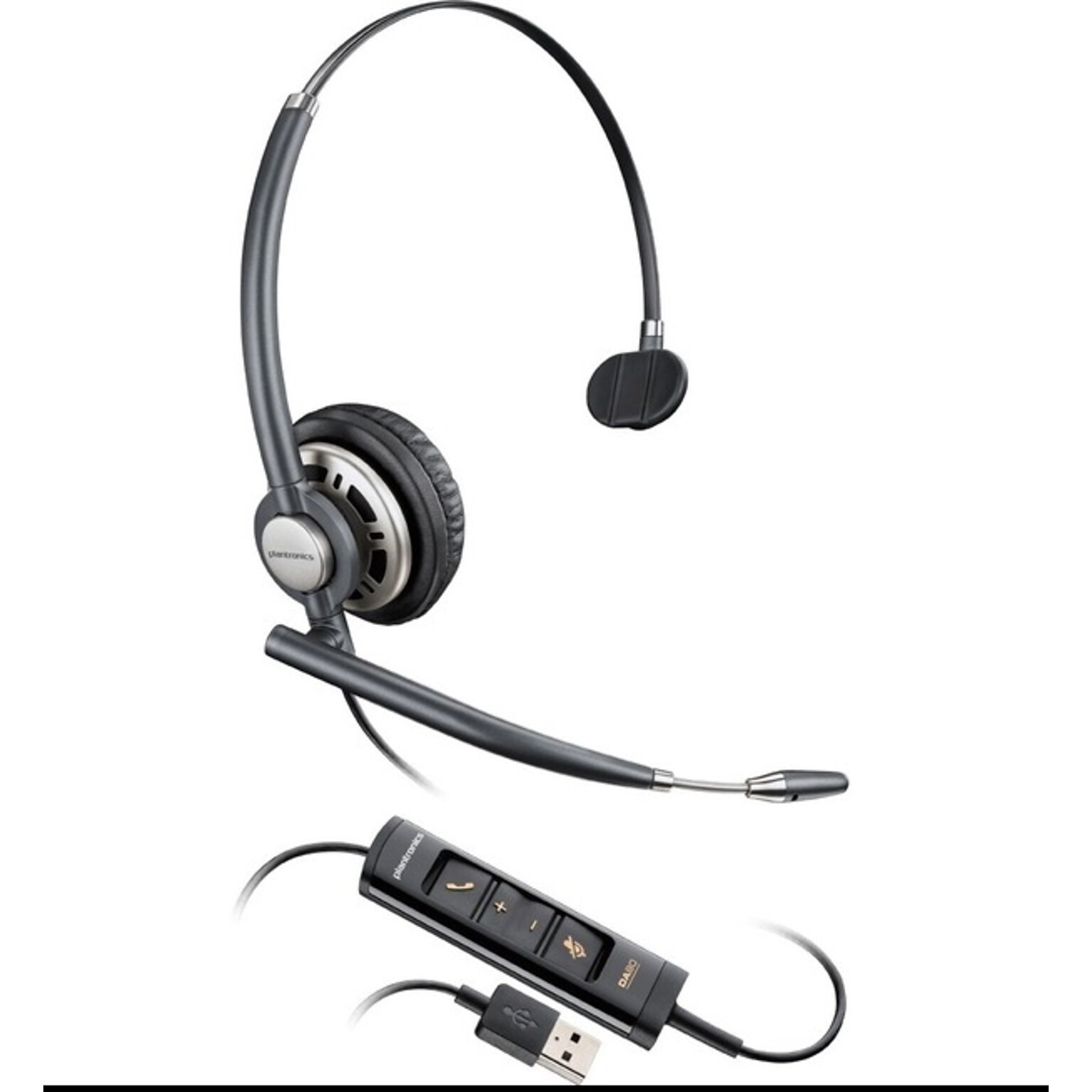 Plantronics Encorepro HW715 Noise Canceling Mono Headset, Over-the-Head, Black (203476-01)
