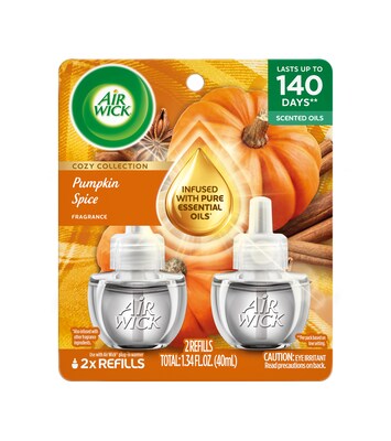 Air Wick Plug In Scented Oil Warmer Refill, Pumpkin Spice, 0.67 oz., 2/Pack (62338-01435)