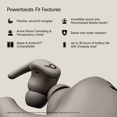 Beats by Dr. Dre Powerbeats Fit Wireless Earbuds, Bluetooth, Gravel Gray (ME2K4LL/A)