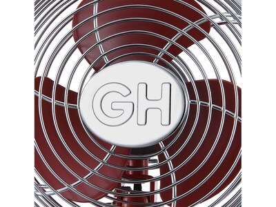 Good Housekeeping 5" Oscillating Portable Fan, 1-Speed, Red/Silver (92521)