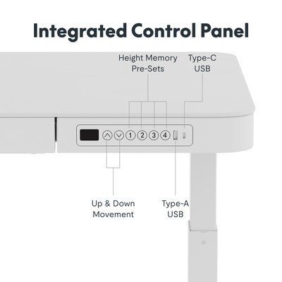 FlexiSpot EG9 48"W Electric Adjustable Glass Top Standing Desk, White (EG9W-E)