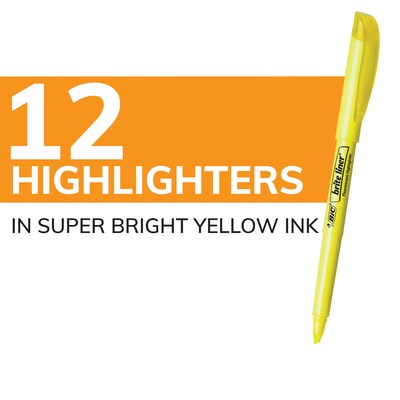 BIC Brite Liner Stick Highlighter, Chisel Tip, Yellow, Dozen (65550)