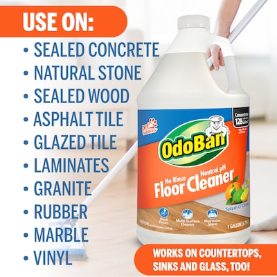 OdoBan Pet Solutions Neutral pH Floor Cleaner Concentrate, Citrus Scent, 1 Gallon (9361B61-G4)
