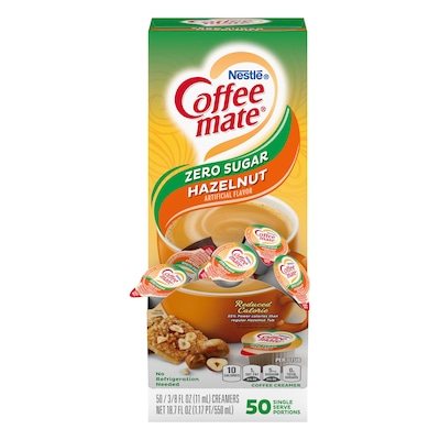 Coffee mate Zero Sugar Hazelnut Liquid Creamer, .375oz., 50/Box (NES98468)