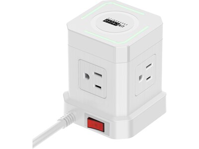 Uncaged Ergonomics Cube 4-Outlet 4-USB Port Surge Protector, 10, White (WC-10-w)